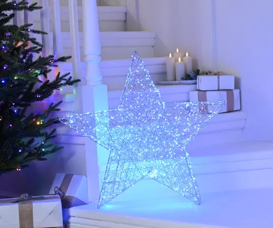 Silver Shimmer Star - Blue Twinkling Led 70cm - image 2