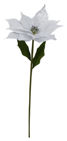 Silver Velvet Poinsettia With Stem 105cm  - image 1