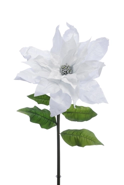 Silver Velvet Poinsettia With Stem 135cm