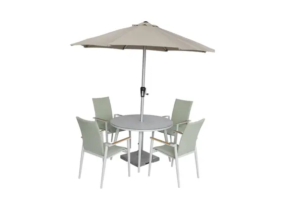 Sofia 4 Seater Round Dining Set - Green - image 1