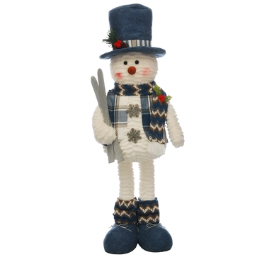 Standing Plush Snowman Carrying Skis 63cm