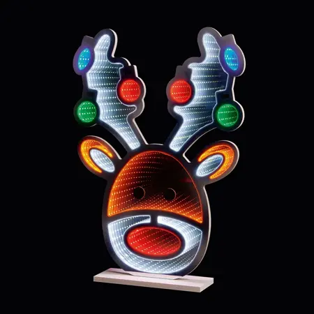 Standing Stag Head With Baubles Infinity Mirror 60cm - image 2