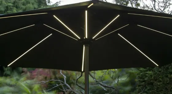 Stürdi 2.7m Round LED Solar Parasol (Taupe) - image 2