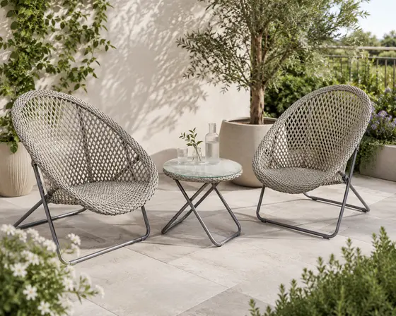 Tobs Rattan Folding Bistro Set Cream - image 2