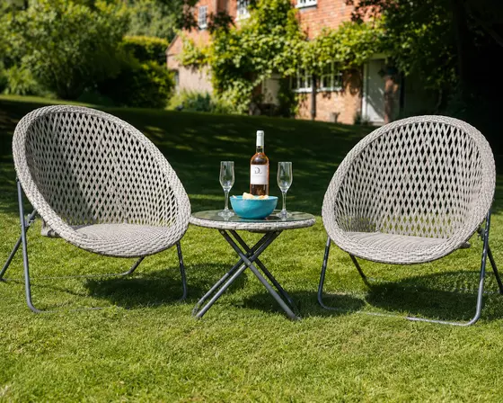 Tobs Rattan Folding Bistro Set Grey - image 2