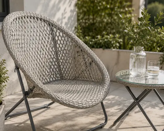 Tobs Rattan Folding Bistro Set Grey - image 3