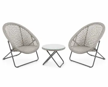 Tobs Rattan Folding Bistro Set Grey