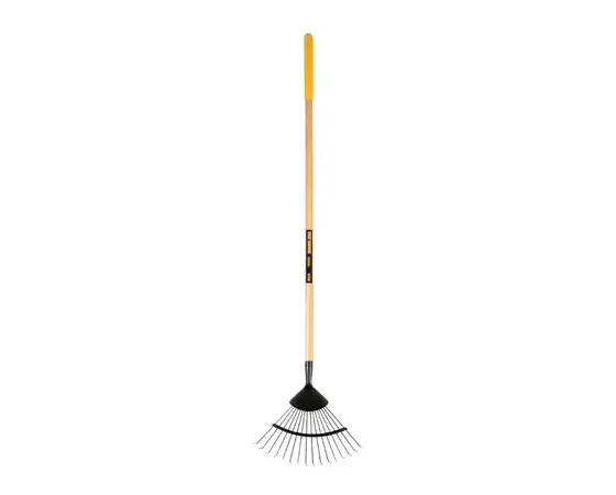 TRUE TEMPERWIRE LEAF RAKE 16T ROUND TINES LONG WOOD HANDLE