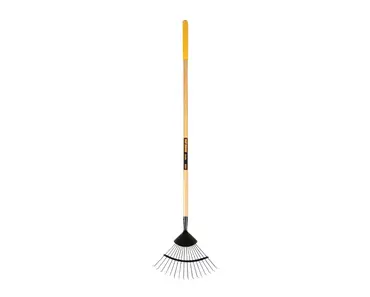 TRUE TEMPERWIRE LEAF RAKE 16T ROUND TINES LONG WOOD HANDLE