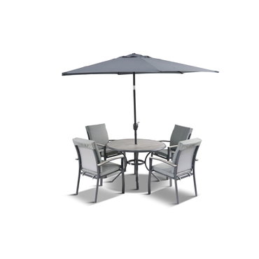 Turin 4 Seat Dining Set with Parasol - image 1
