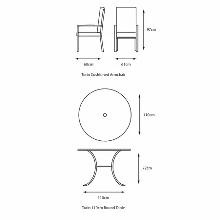 Turin 4 Seat Dining Set with Parasol - image 4