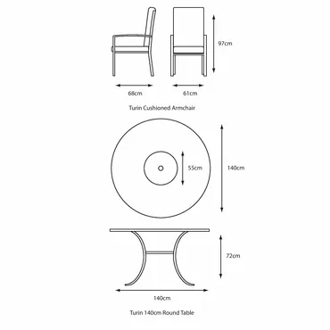 Turin 6 Seat Dining Set with Parasol - image 5