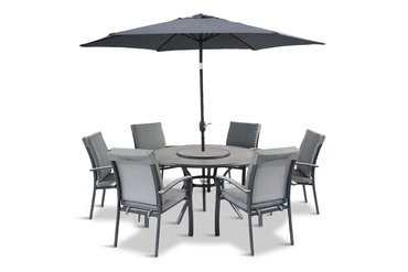 Turin 6 Seat Dining Set with Parasol - image 1