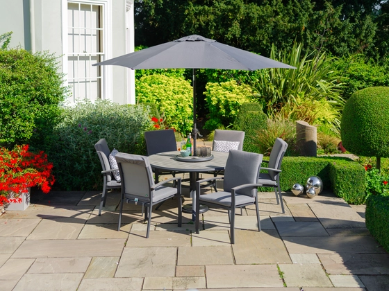 Turin 6 Seat Dining Set with Parasol - image 2