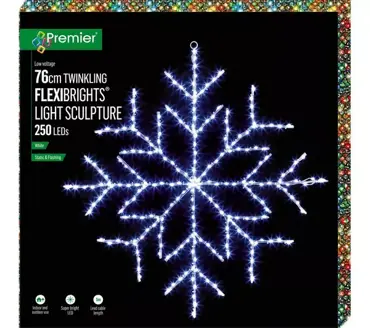 Twinkling Flexibright Snowflake with 250 White LEDs 76cm