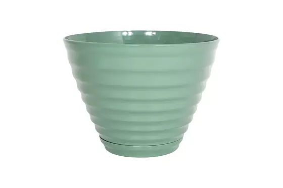 vale planter with saucer sage green 