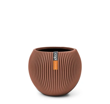Vase Ball Groove 12x10 Merlot Red