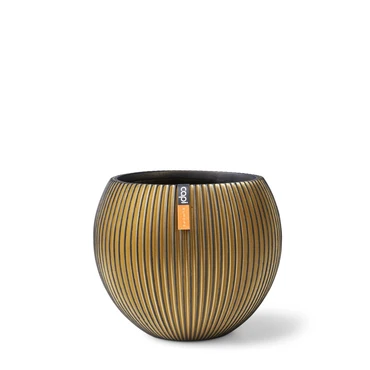 Vase Ball Groove 18x15 Black Gold
