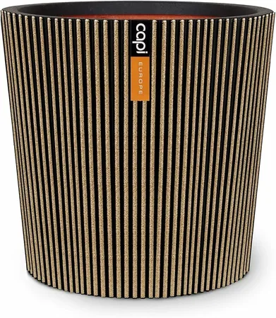 Vase Conical Groove NL Black Gold 36X34