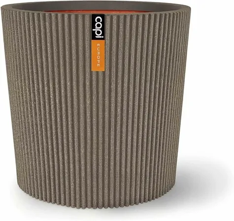 Vase Conical Groove NL Warm Taupe 45x41 - image 1