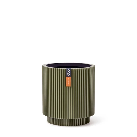 Vase Cylinder Groove 11x12 Green