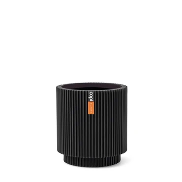 Vase Cylinder Groove 15x17 Black