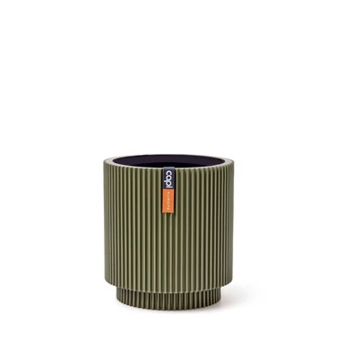 Vase Cylinder Groove 15x17 Green