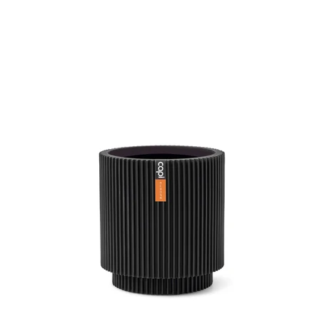 Vase Cylinder Groove 19x21 Black