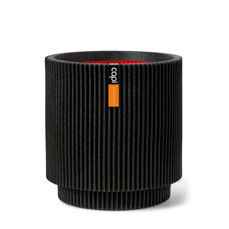 Vase Cylinder Groove Black