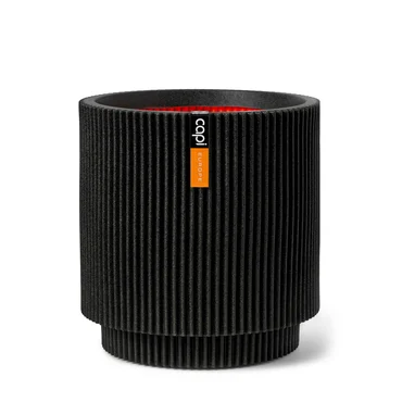 Vase Cylinder Groove Black