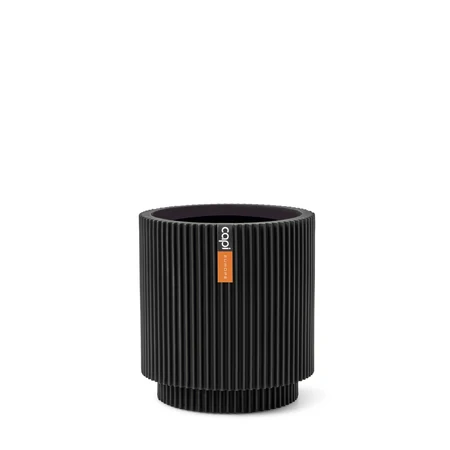Vase Cylinder Groove Black 8x9 - image 1