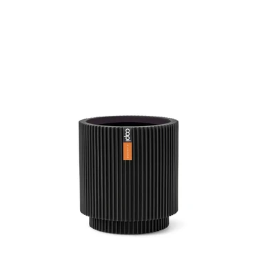 Vase Cylinder Groove Black 8x9 - image 1