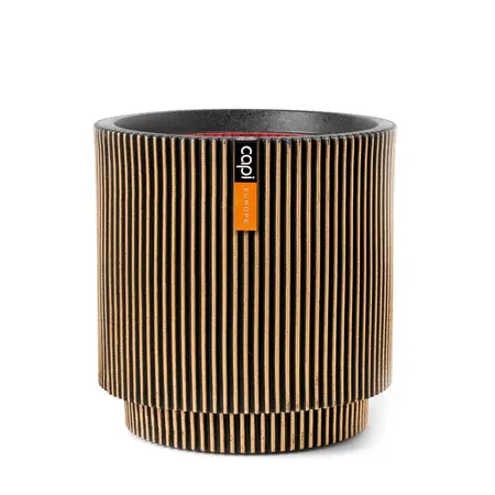 Vase Cylinder Groove NL Black Gold 36x38