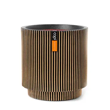 Vase Cylinder Groove NL Black Gold 36x38
