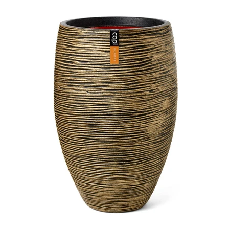 Vase Elegant Deluxe Rib Nl Black Gold - image 1