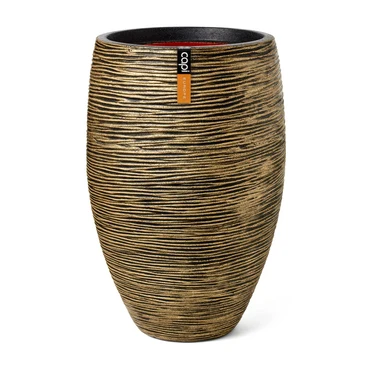Vase Elegant Deluxe Rib Nl Black Gold - image 1