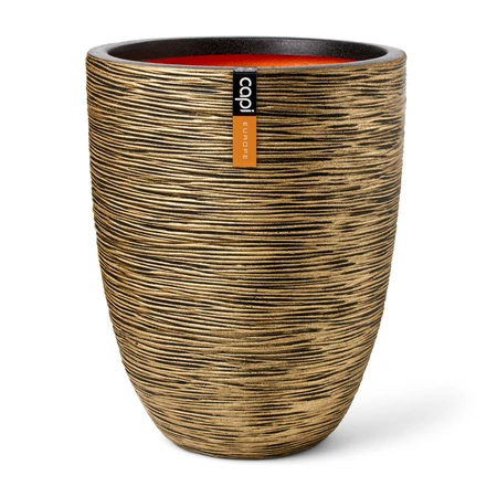 Vase Elegant Low Rib Nl Black Gold - image 1
