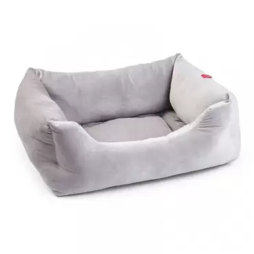 Velour Silver Grey Square Bed - Medium 