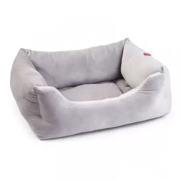 Velour Silver Grey Square Bed - Medium