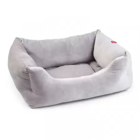 Velour Silver Grey Square Bed - Small 