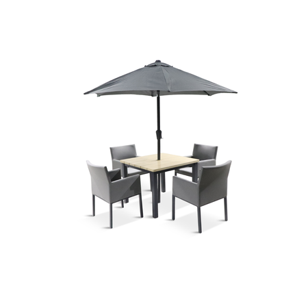 Venice 4 Seat Dining Set with Parasol - image 1
