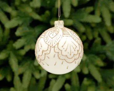 White with Gold Lines Design Glass Ball (10cm) - image 1