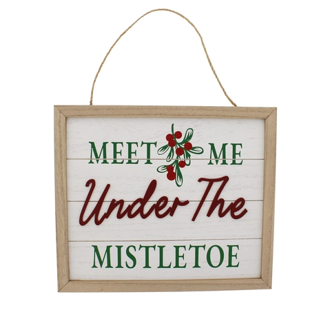 White Wooden Meet Me Under The Mistletoe Sign 35cm