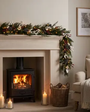 Winter Blush 9ft X 10" Prelit Garland - image 2
